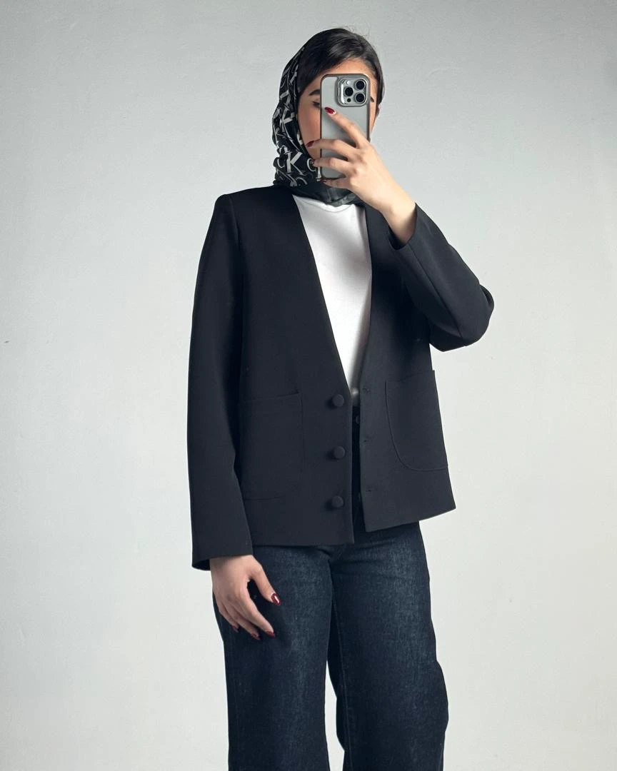 کت یقه هفت دکمه پارچه ای دیبا